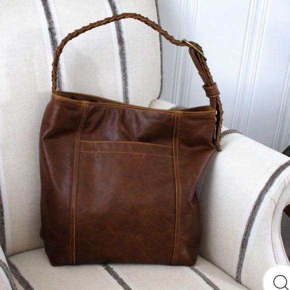 Satchel Brand Large Heidi Leather Mustang Limited Chocolate Crossbody Hobo Bag - Picture 4 of 10